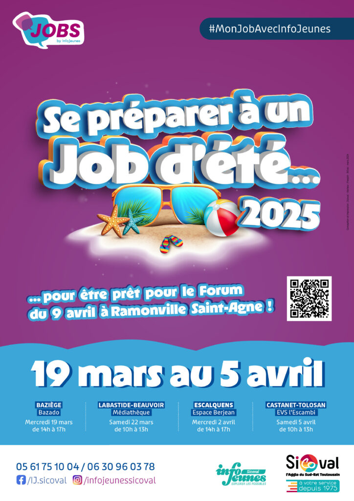Affiche ateliers jobs d'été 2025 affiche Sicoval