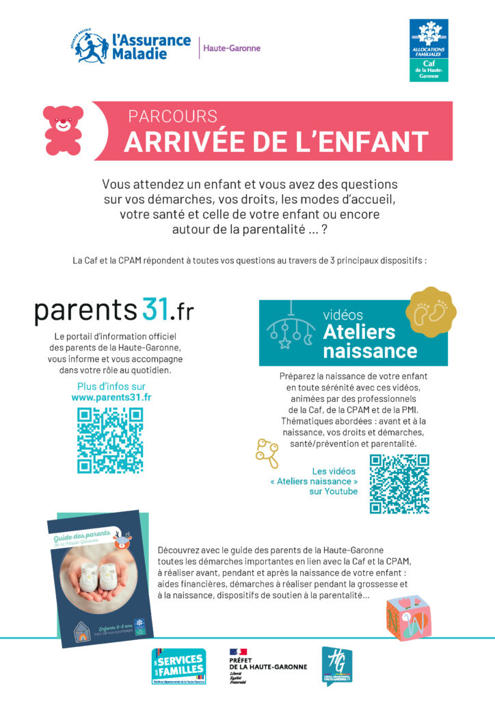 Affiche parcours arrivée enfant CAF CPAM
