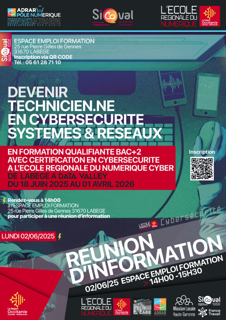 Formation technicien en cybersécurité affiche réunion d'information