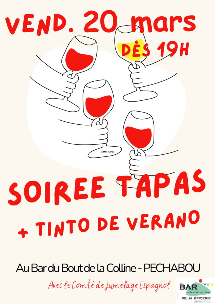 Soirée tapas au bar du Bout de la Colline avec le Comité de jumelage espagnol